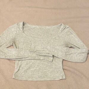 SHEIN Light Gray Ribbed Crop Top